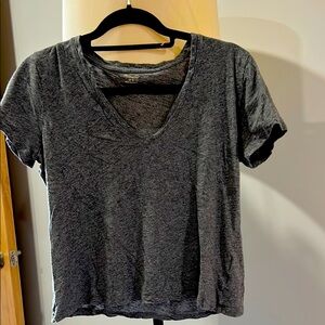Gray V-Neck Women's Top